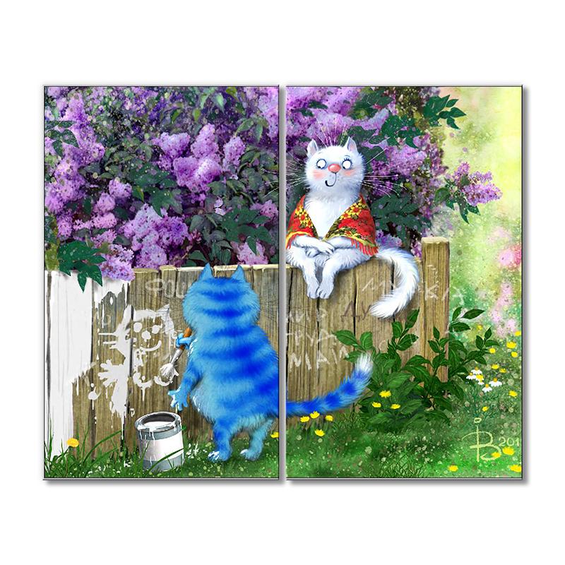 Модульная картина Мау мир труд 2 модуля 40х60 см