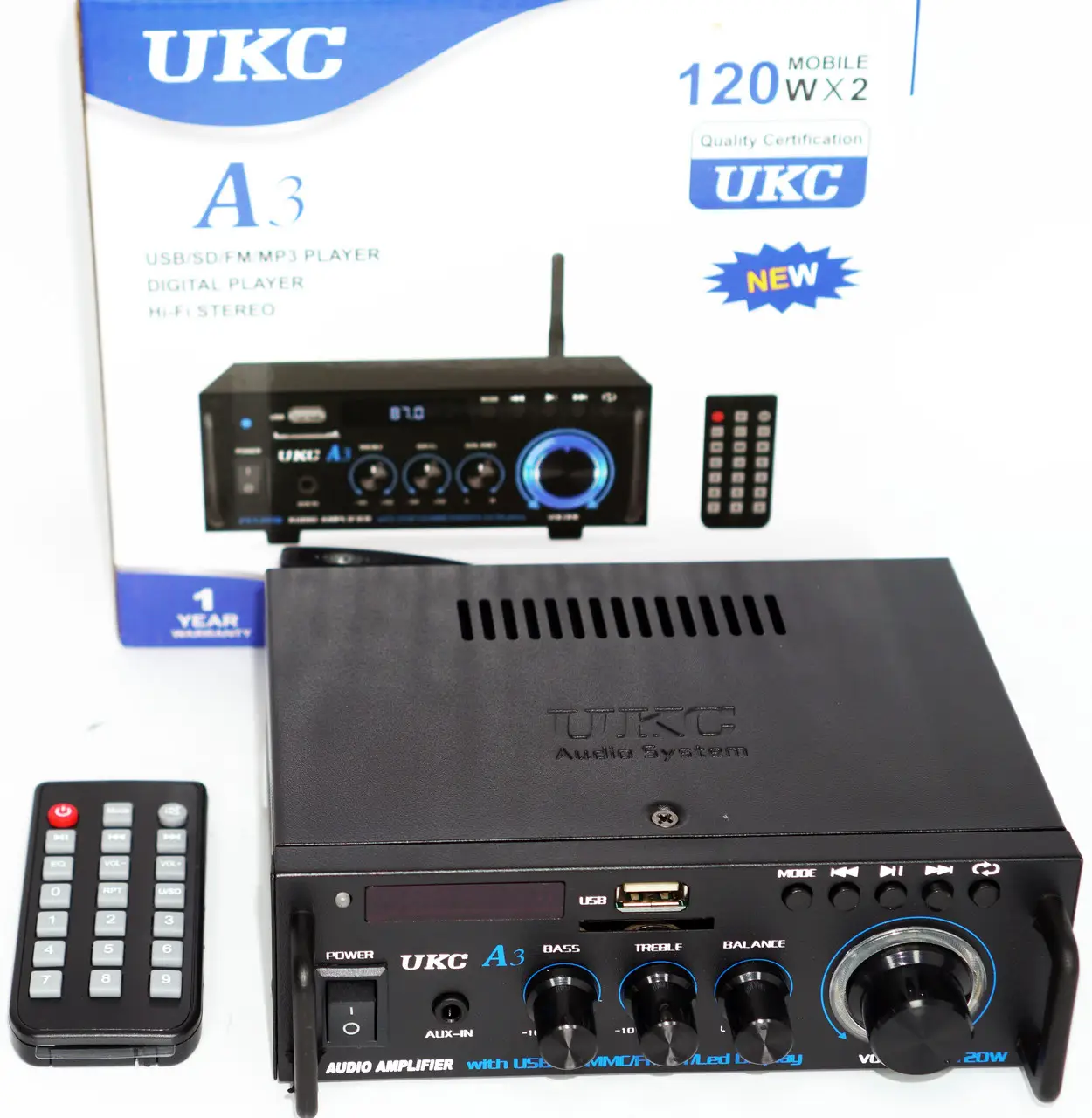Підсилювач Bluetooth USB SD FM MP3 AUX 2х канальний 2x120W UKC A3 (29505885) - фото 5 Підсилювач Bluetooth USB SD FM MP3 AUX 2х канальний 2x120W UKC A3 (29505885) - фото 5