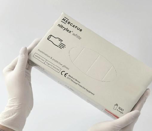 Рукавички Mercator Nitrylex Pink нітрилові без пудри текстуровані 4,1 г 100 шт. S Білий (28307499)