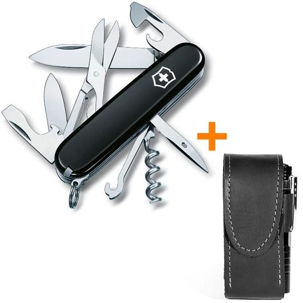 Комплект нож Victorinox Climber Black 1.3703.3/чехол с фонариком - фото 16