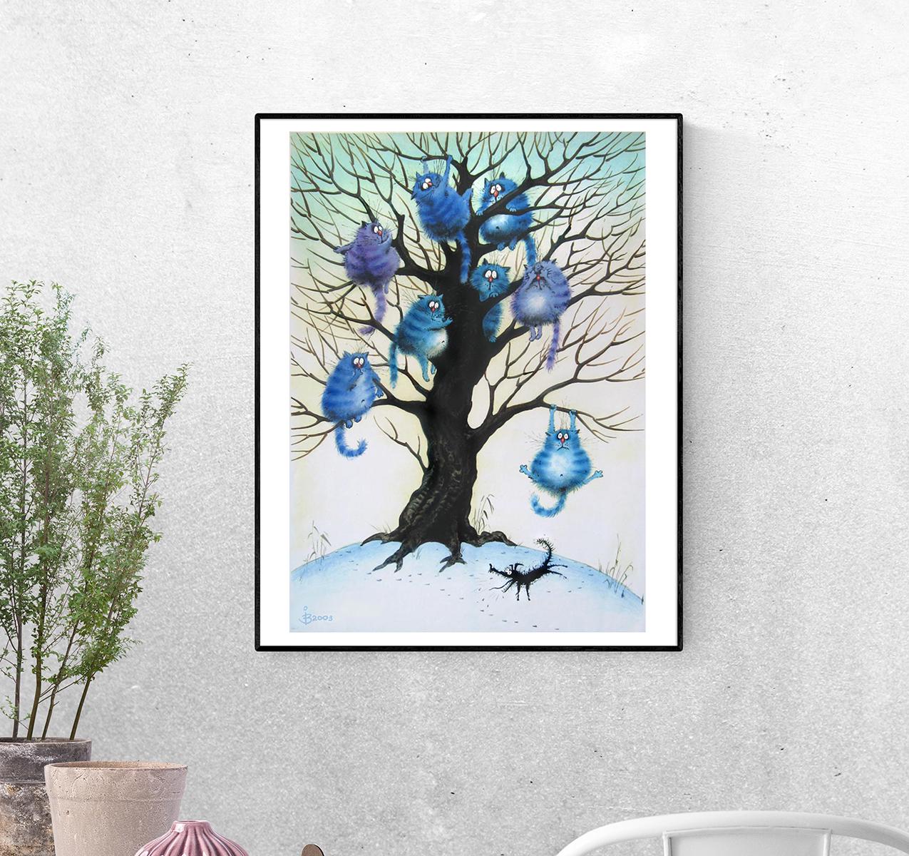 Постер Коты висят на дереве формат А-0