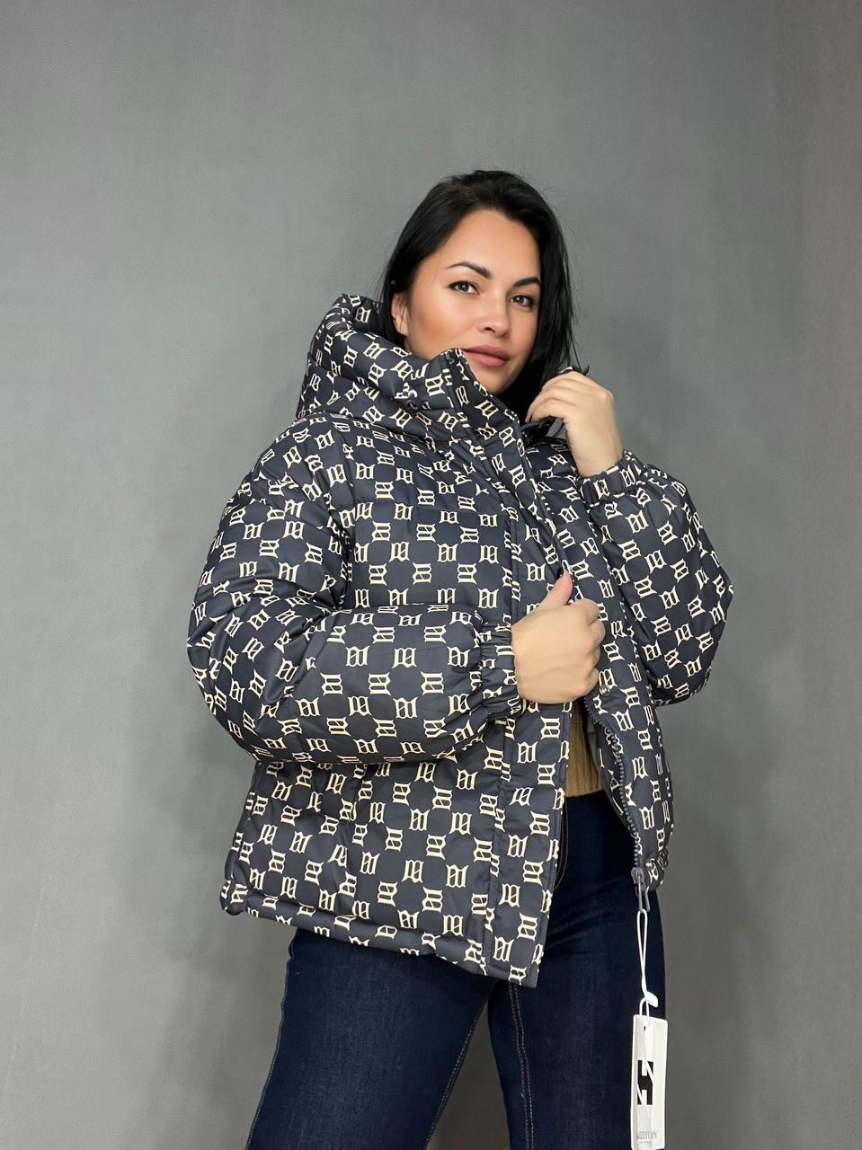 Куртка женская оверсайз демисезонная HAIZIYUAN 192 с капюшоном с узором L Графитовый (3267) - фото 7 Куртка женская оверсайз демисезонная HAIZIYUAN 192 с капюшоном с узором L Графитовый (3267) - фото 7