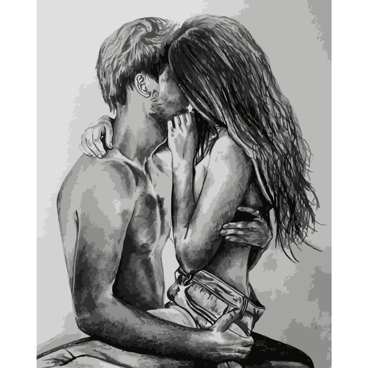 Картина по номерам Strateg Любовь карандашом в Ч/Б без подрамника 40х50 см (BR009)