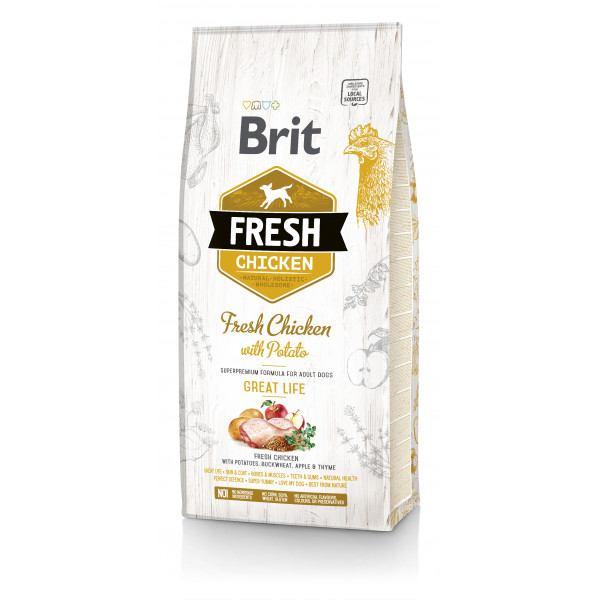 Корм сухой Brit Fresh Great Life с курицей и картофелем для взрослых собак 12 кг (8595602530731)