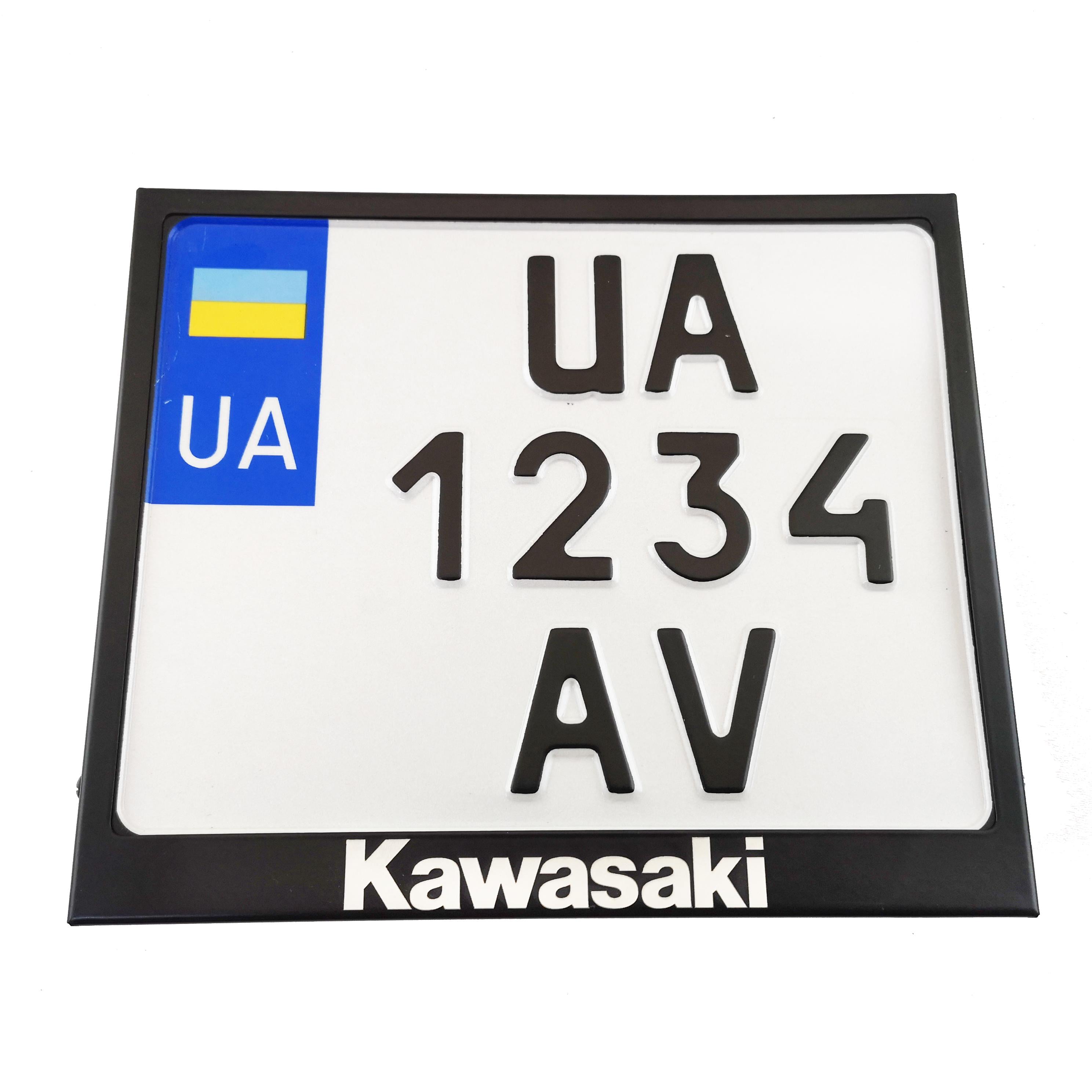 Рамка для мотоциклетного номера Kawasaki 174х220 мм Черный (VH-S1722KWSBL)