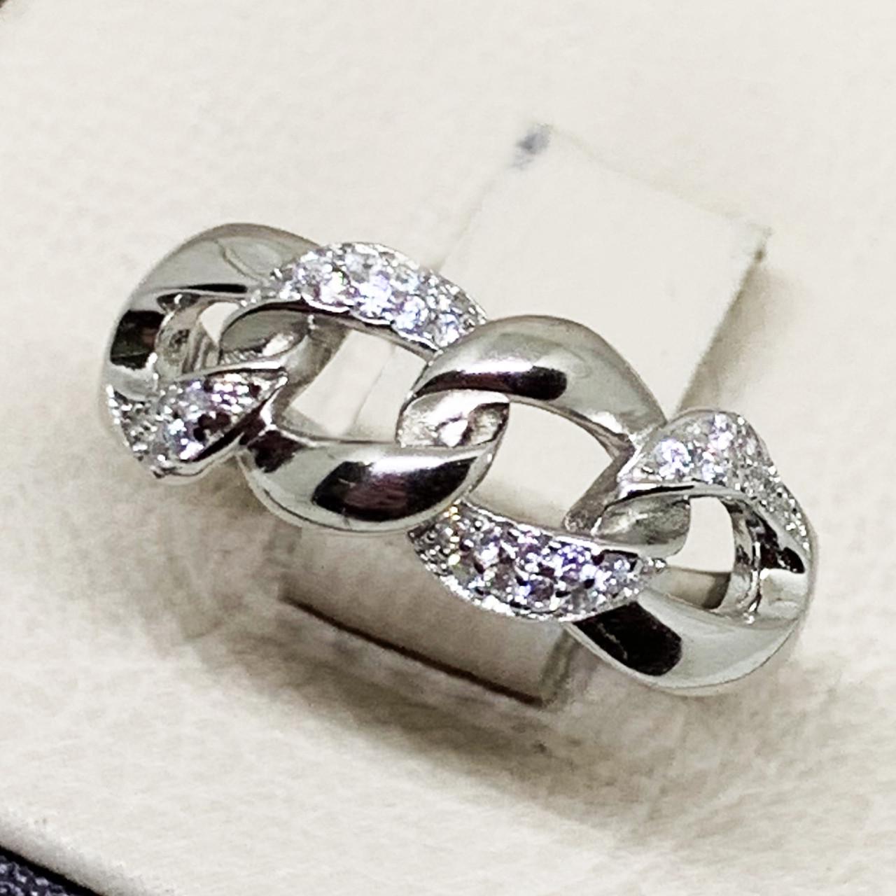 Кольцо серебряное Цепь с кубическим цирконием 4,34 г р. 18 (1675934759)