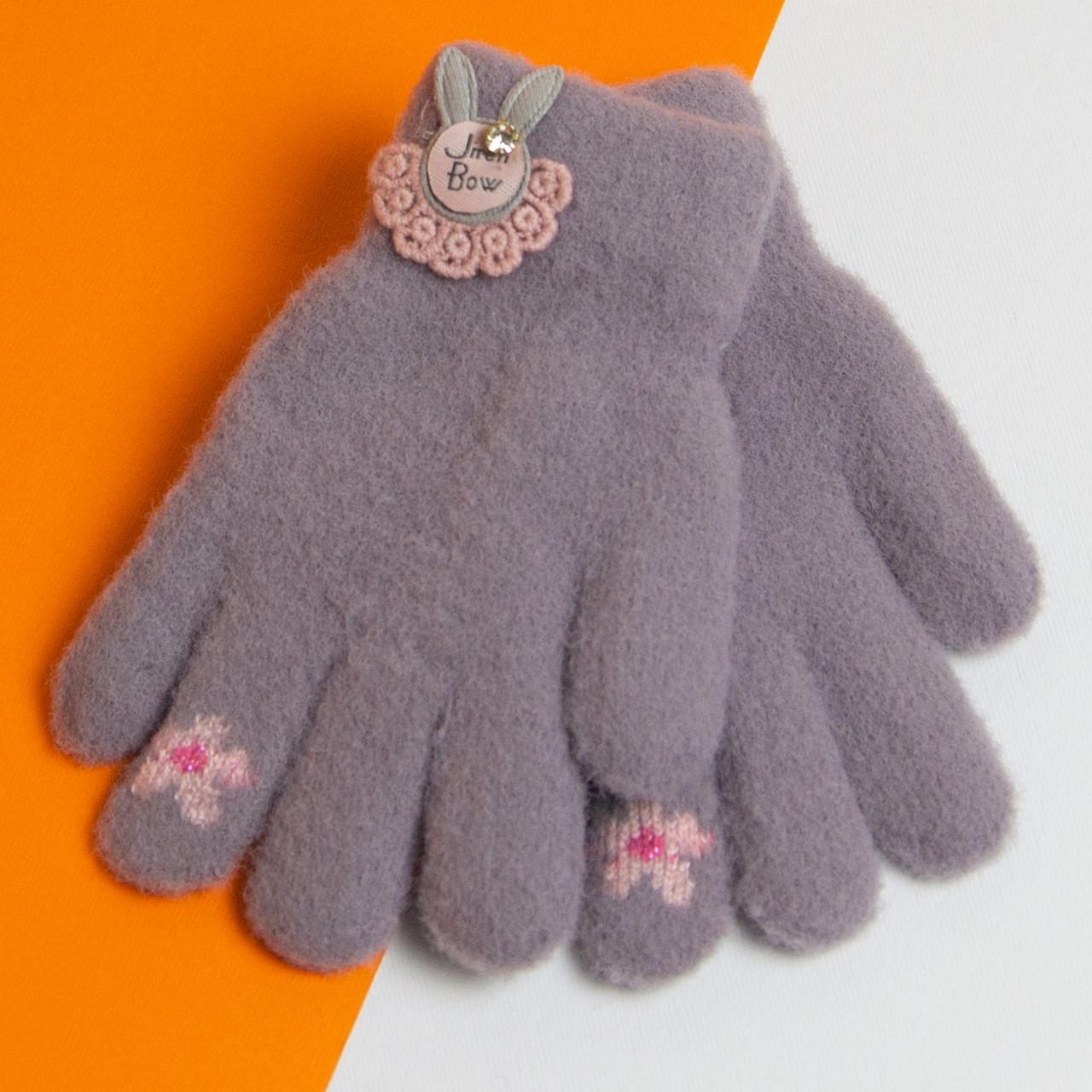 Рукавички дитячі подвійні на дівчаток зимові на 2 - 3 - 4 - 5 років Бузковий (20-7-92)