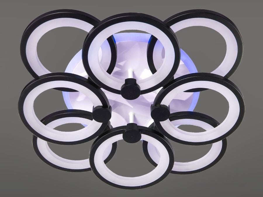 Люстра LED с димером и подсветкой 150W Черный (8022/4+4BK LED 3color)