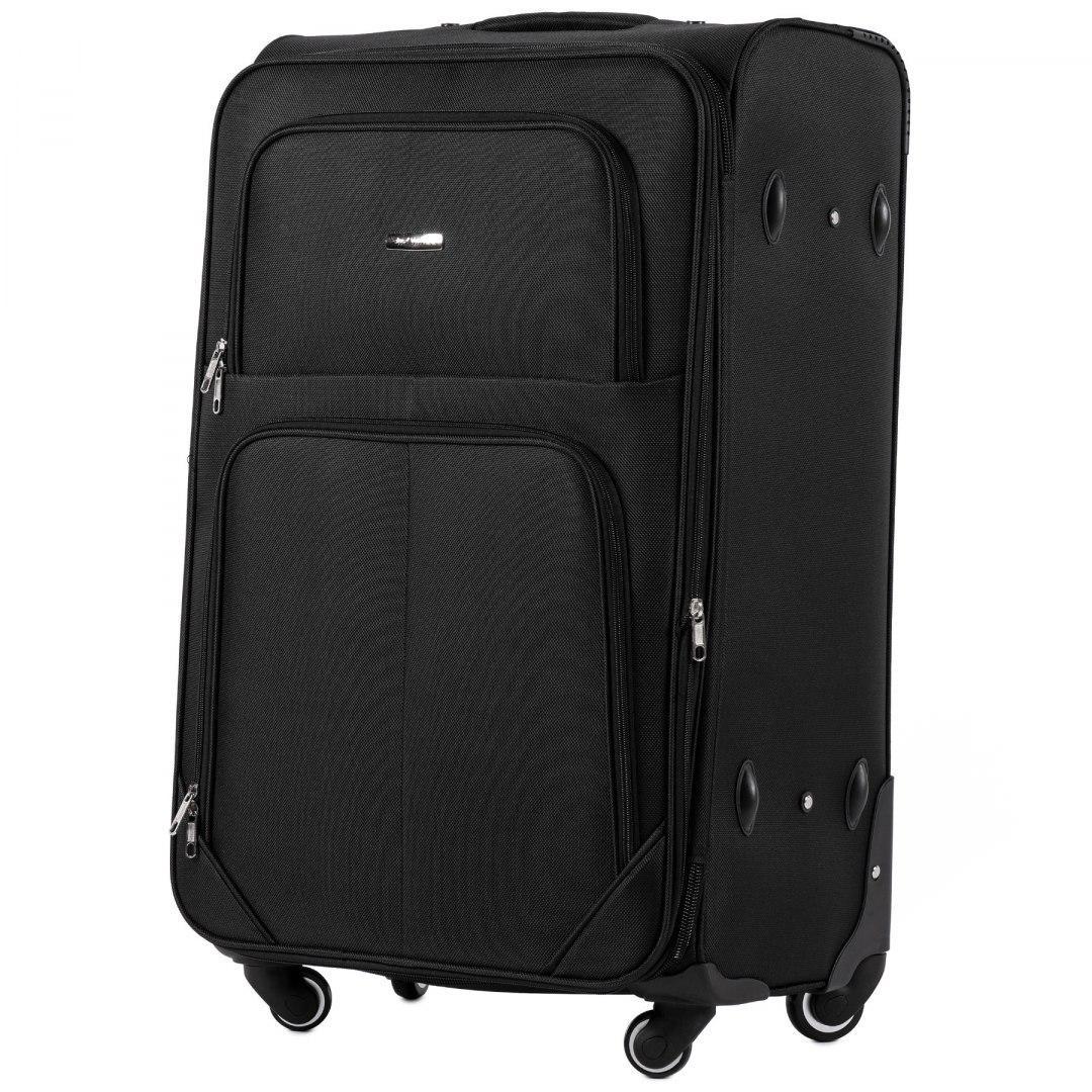 Чемодан Wings 214 большой 76х48х35 см 106 л тканевый на 4 колесах Черный