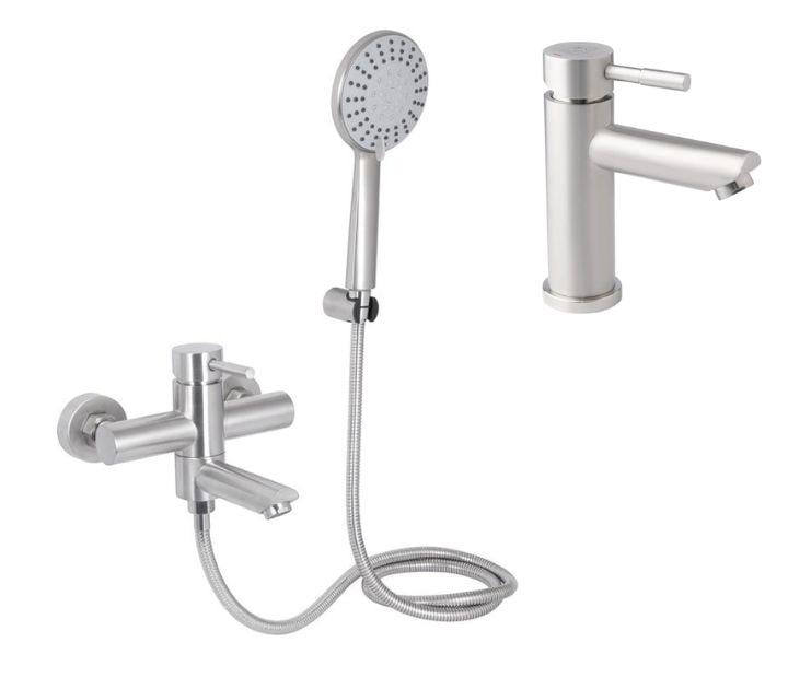 Набор смесителей для ванны и для умывальника Lidz Aria 0061 из нержавеющей стали (LDARI005NKS34121)