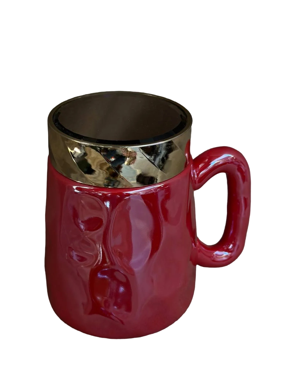 Чашка Happy Life HP7195R керамическая в зеркальной глазури с крышкой 450 мл Фуксия (21038306)