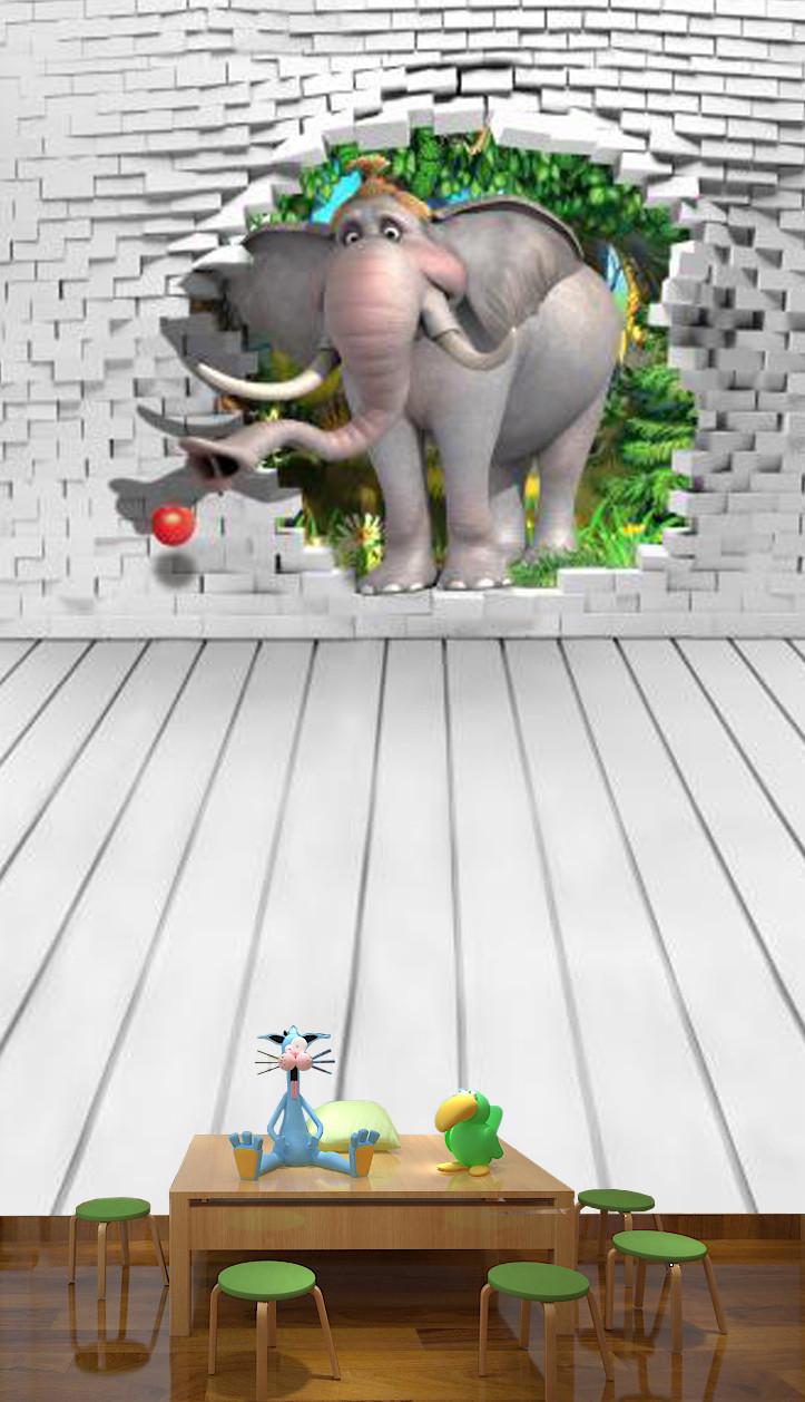 Фотообои 3D для детской комнаты Мультяшный слон