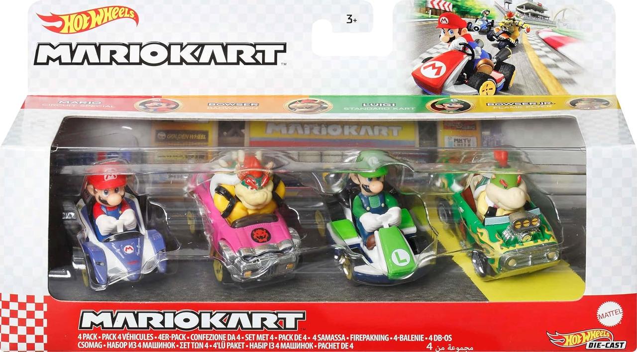 Набор из 4 машинок Hot Wheels Mario Kart Марио/Луиджи/Боузер (JCP72)