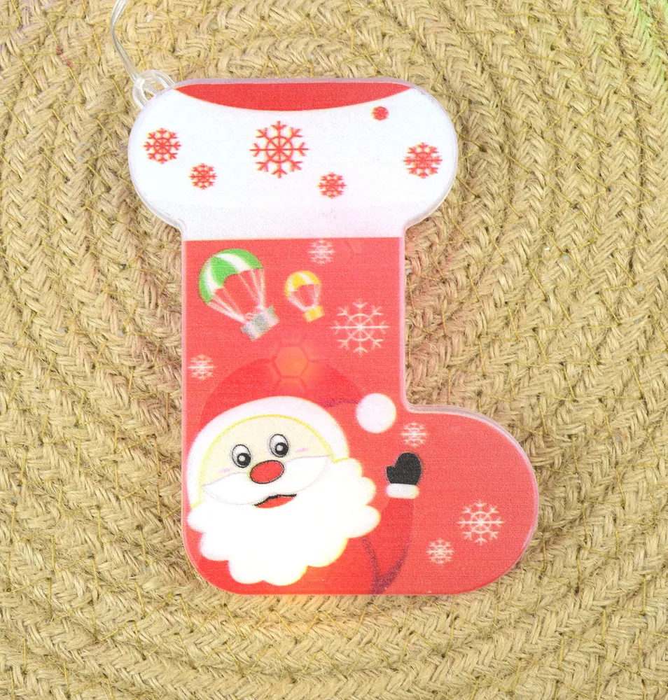 Гирлянда штора с фигурками луны/елки/снегаря/звезды и сапога 10 фонариков (29433628) - фото 6