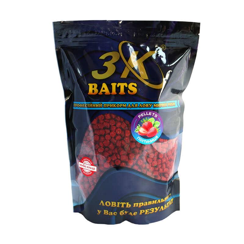 Пеллетс 3KBaits 6 мм 800 г Клубника (3KB1148)