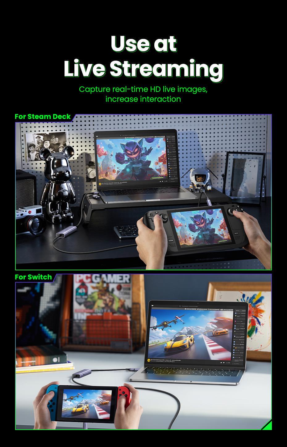 Карта видеозахвата USB Ugreen 1. USB-A USB-C 2 м Серый (25772) - фото 6