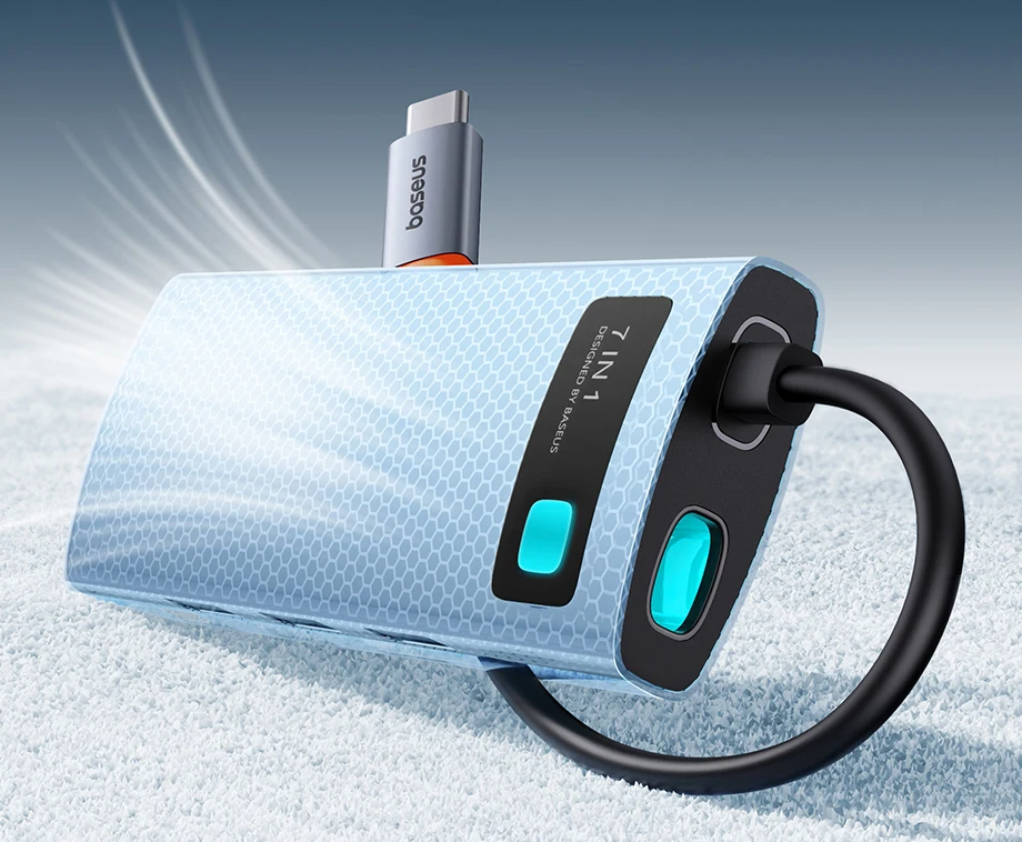 Хаб мультифункциональный USB Baseus 2 USB-C 4K при 60 Гц HDMI 3xUSB 3.0 PD 100 Вт порт Type C картридер SD/TF 7в1 (28337953) - фото 7