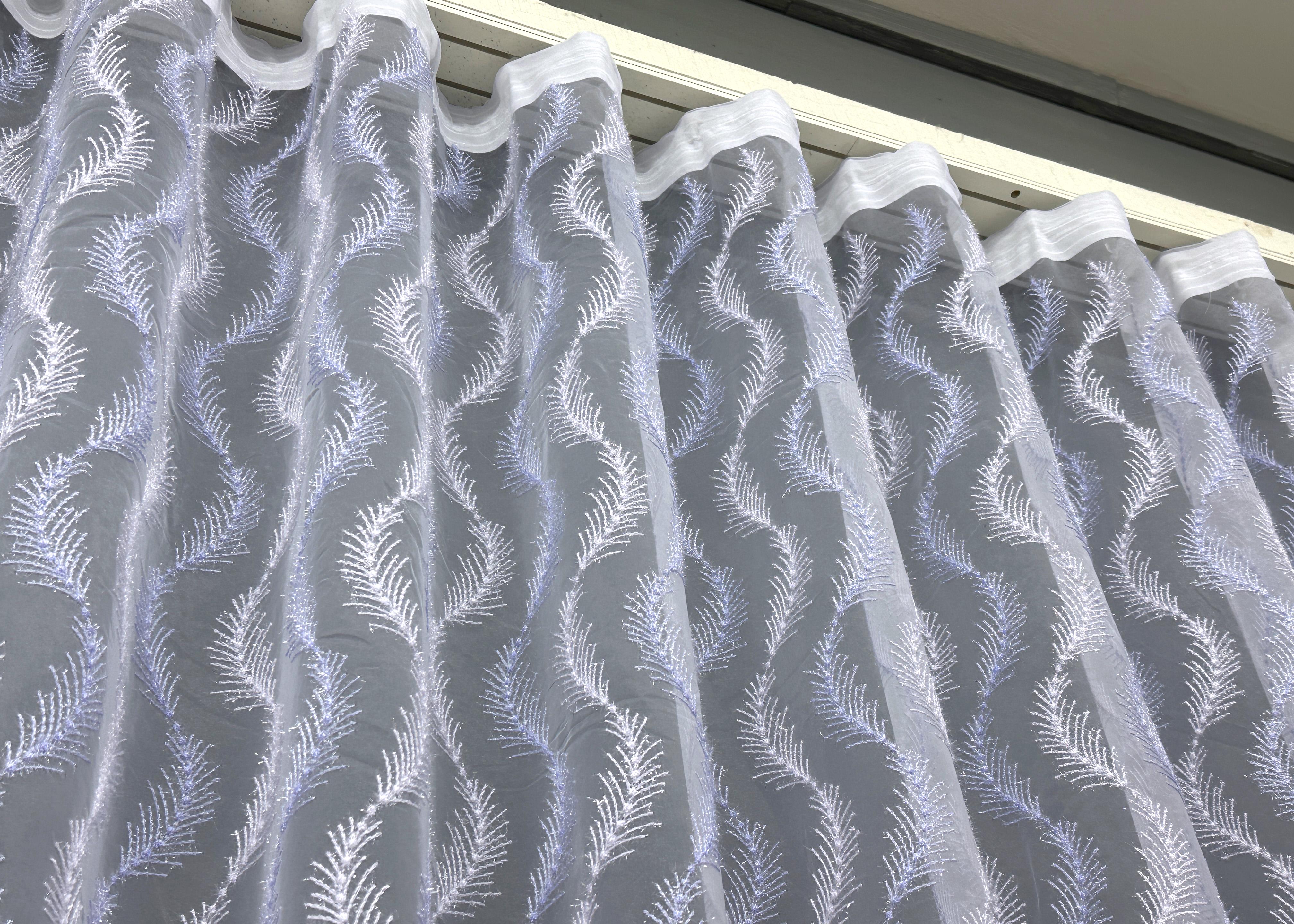 Тюль VR-Textil 1683т Органза с вышивкой и люрексом 300х270 см Голубой/Белый (42-0731) - фото 10