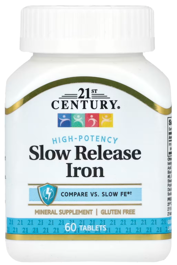 Залізо повільного вивільнення 21st Century Iron Slow Release 45 мг 60 таблеток