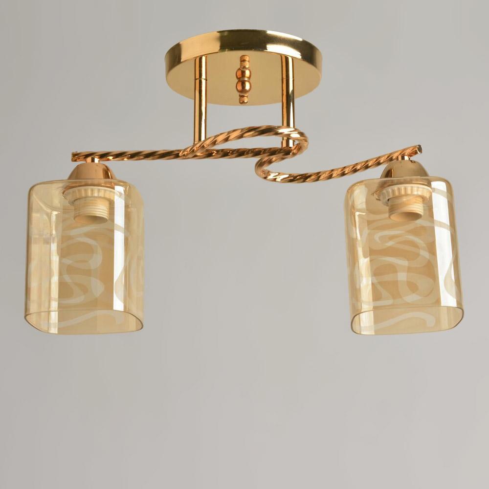 Люстра потолочная Light House SRS-19518/2А FG с узором Золотой/Янтарный