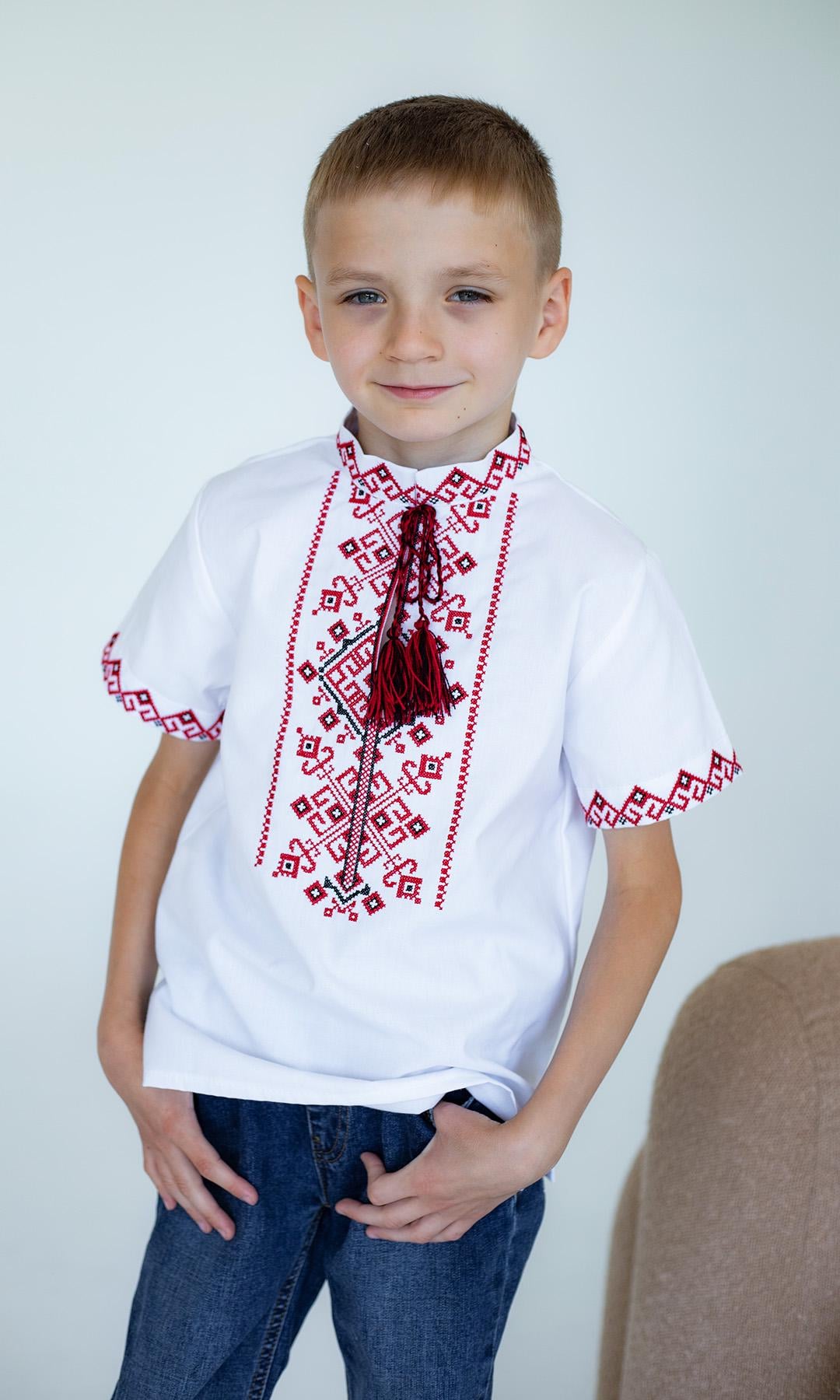 Вишиванка дитяча для хлопчика Вишиваночка р. 116 Білий (7176-4к)