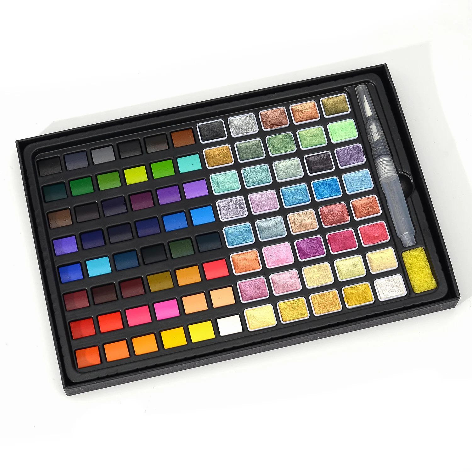 Набор акварельных красок с металлическим отливом на водной основе 88 цветов