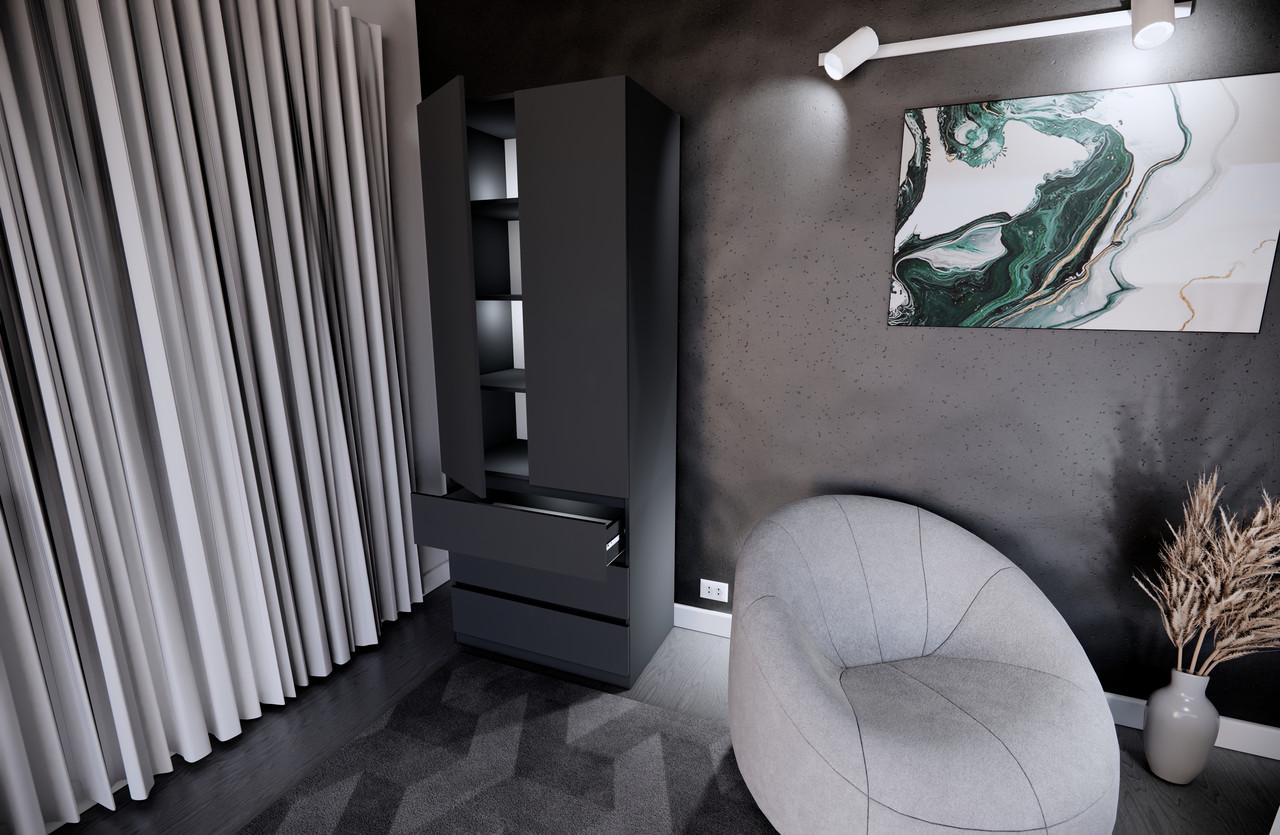 Шафа MEBEX на 3 шухляди з 3 полицями 80х50х210 см Сірий темний (VX3B3SDG) - фото 1