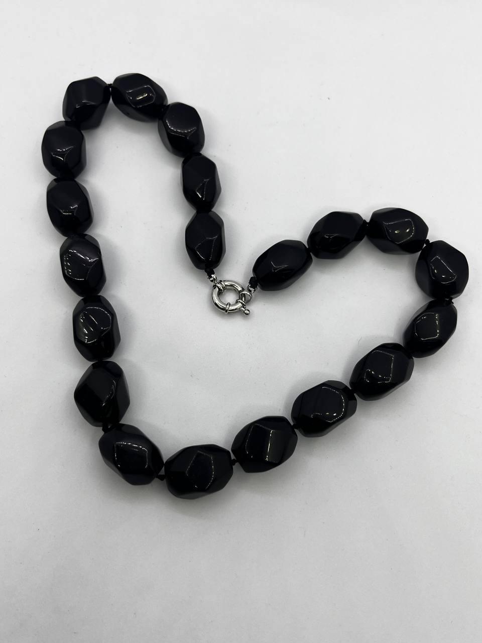 Бусы агат 56 см Черный (10288)