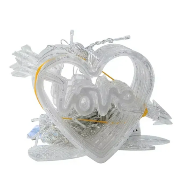 Гирлянда-штора Сердечки Love LED 2,5 м х 80 см теплый белый свет (234563761_312)