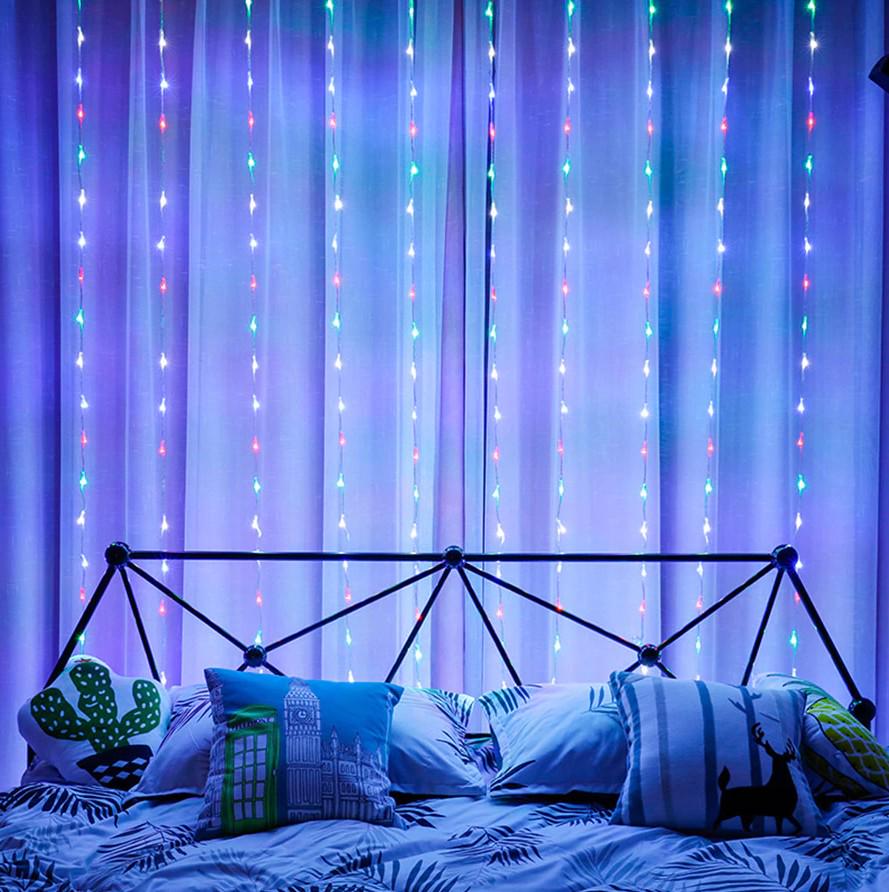 Гирлянда штора Водопад светодиодная Hit 3х1.5 метра 300 LED Разноцветный 11-д-26-мультик