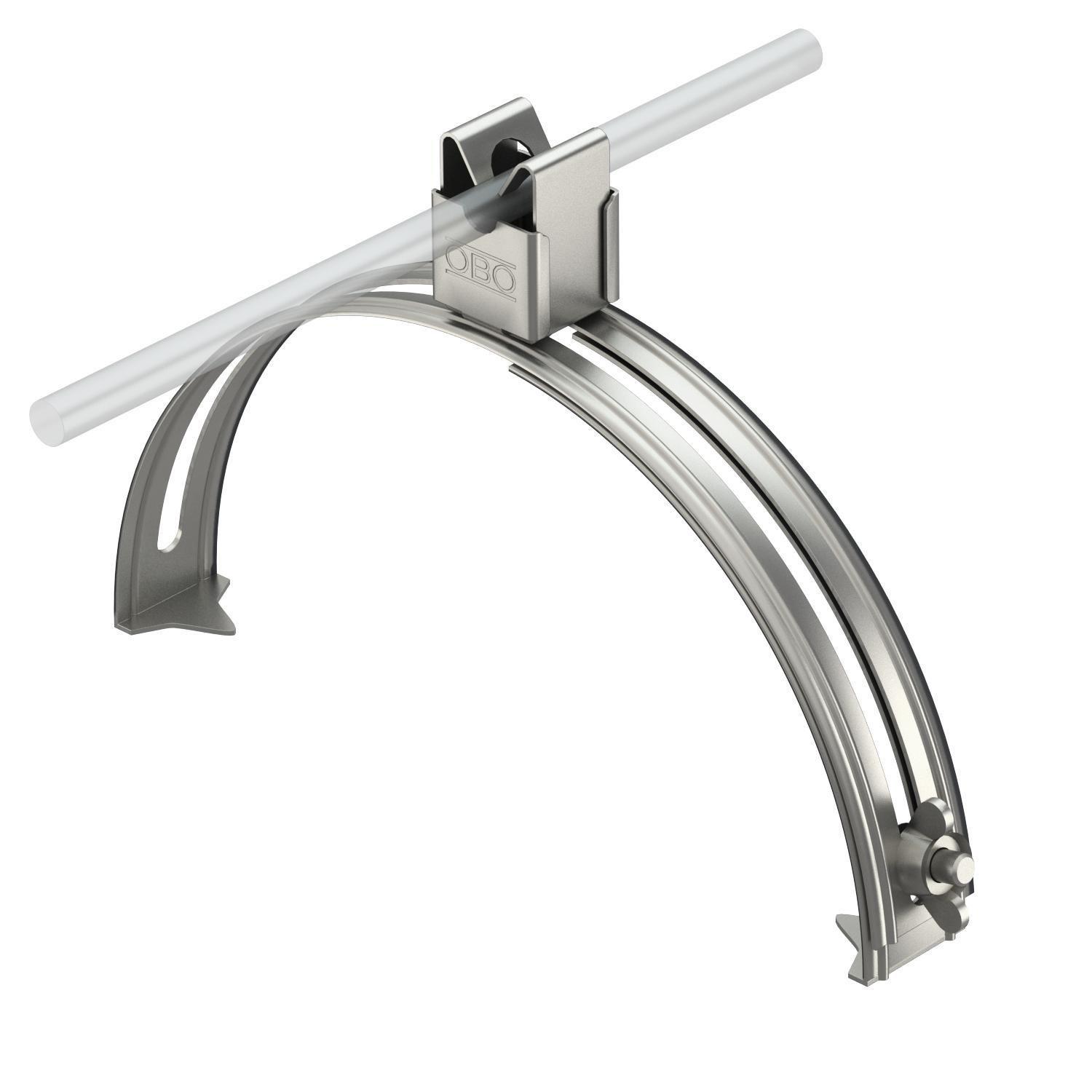 Держатель коньковый полукруглый OBO bettermann прута ø 8 мм диапазон зажима 185-260 мм нержавеющая сталь (5202833)