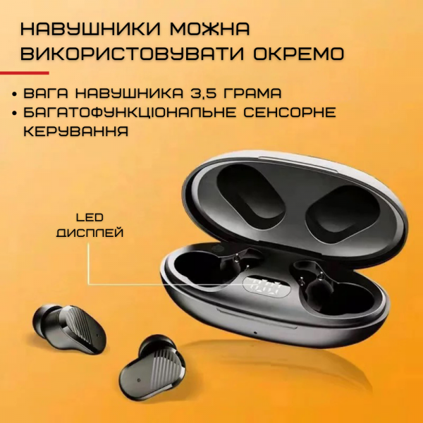 Навушники вкладиші бездротові JL Saniyer А68 Bluetooth TWS вакуумні з вбудованим чіпом Чорний - фото 5