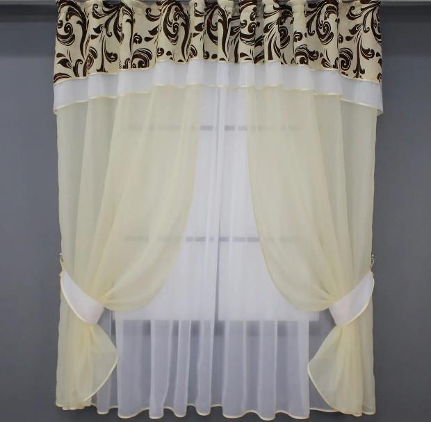 Комплект на кухню шторки/ламбрекен 270х170 см Білий/Молочний (00к 59-877)