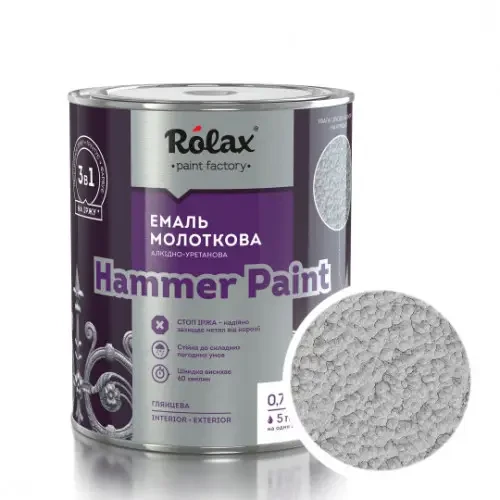 Эмаль молотковая Rolax Hammer Paint 3в1 2 л Серебристый (28715899)
