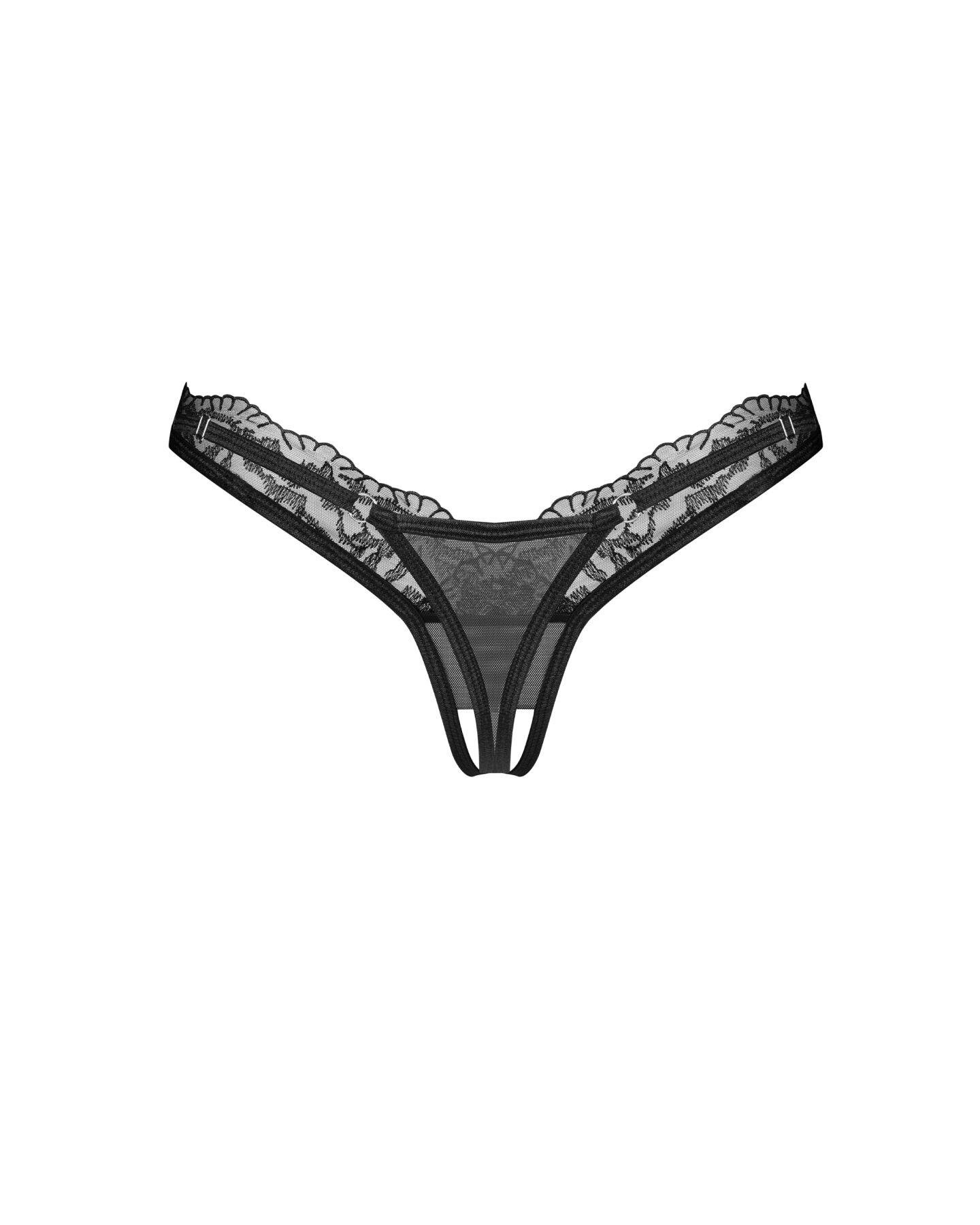 Труси Obsessive Arrowel crotchless thongs S/M Black