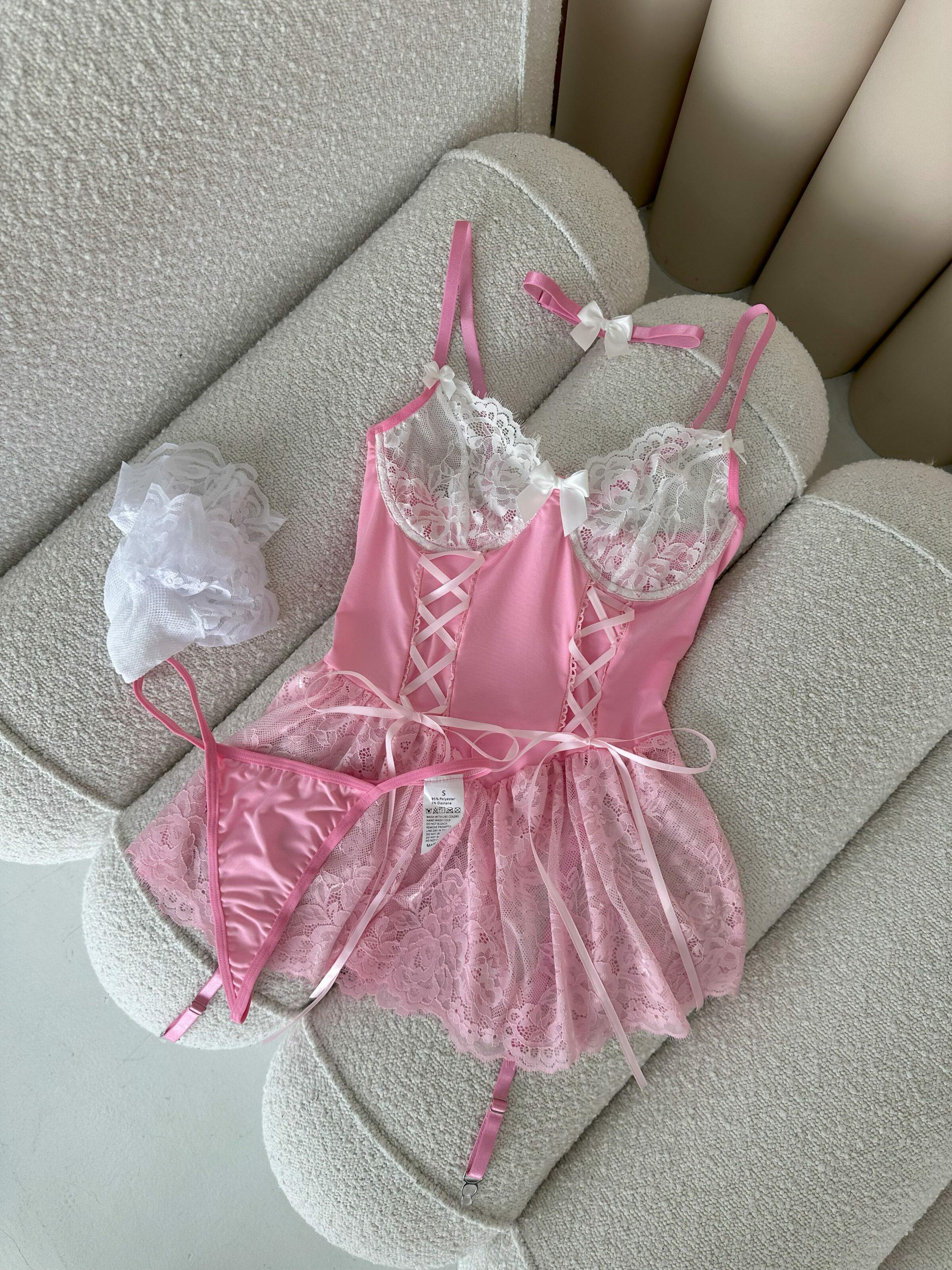 Комплект білизни жіночий Nova Vega пеньюар/трусики/чокерки S р. 42-44 Рожевий (103-242) - фото 8 Комплект білизни жіночий Nova Vega пеньюар/трусики/чокерки S р. 42-44 Рожевий (103-242) - фото 8