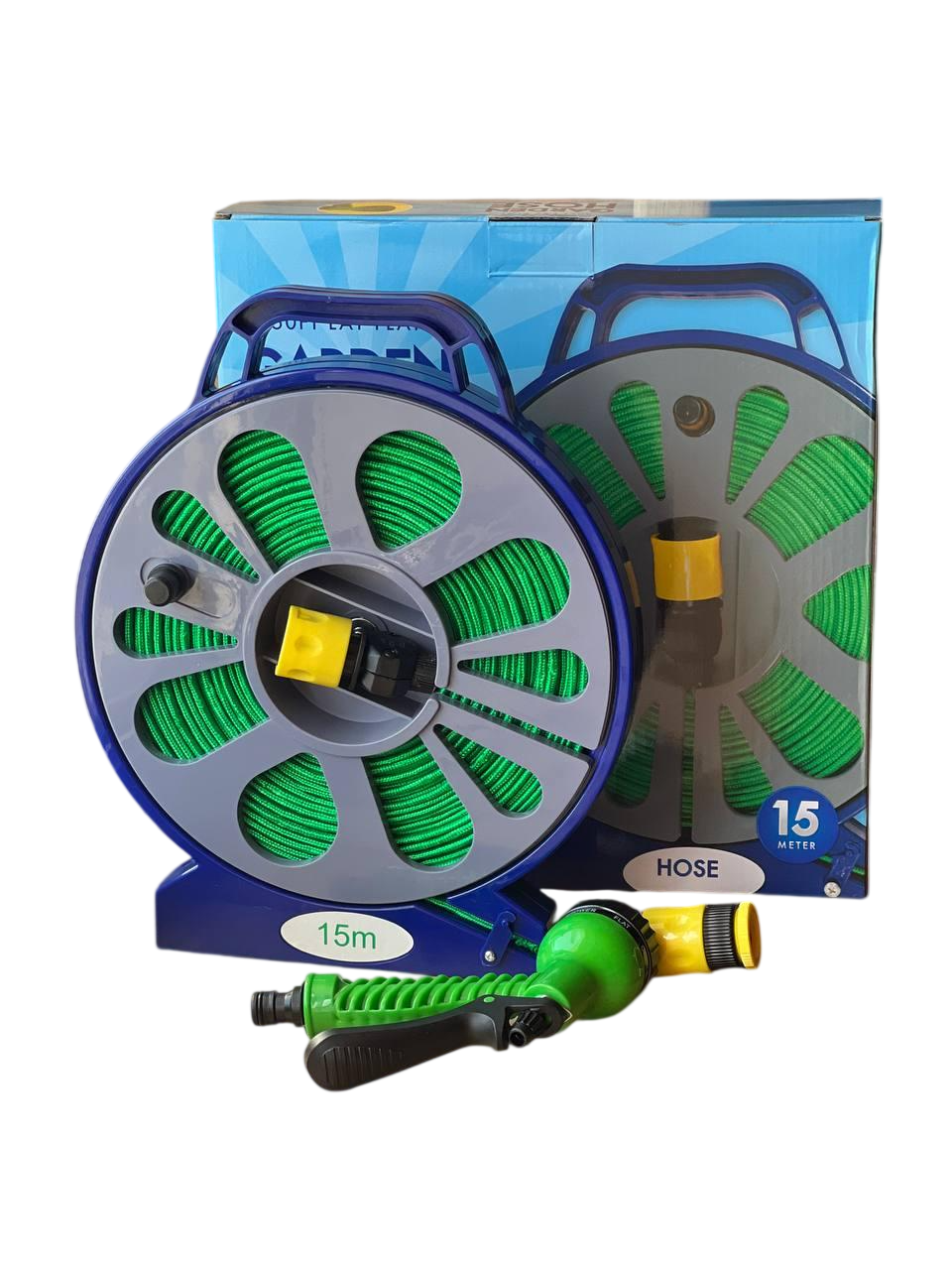 Шланг садовый с катушкой и распылителем 15 м