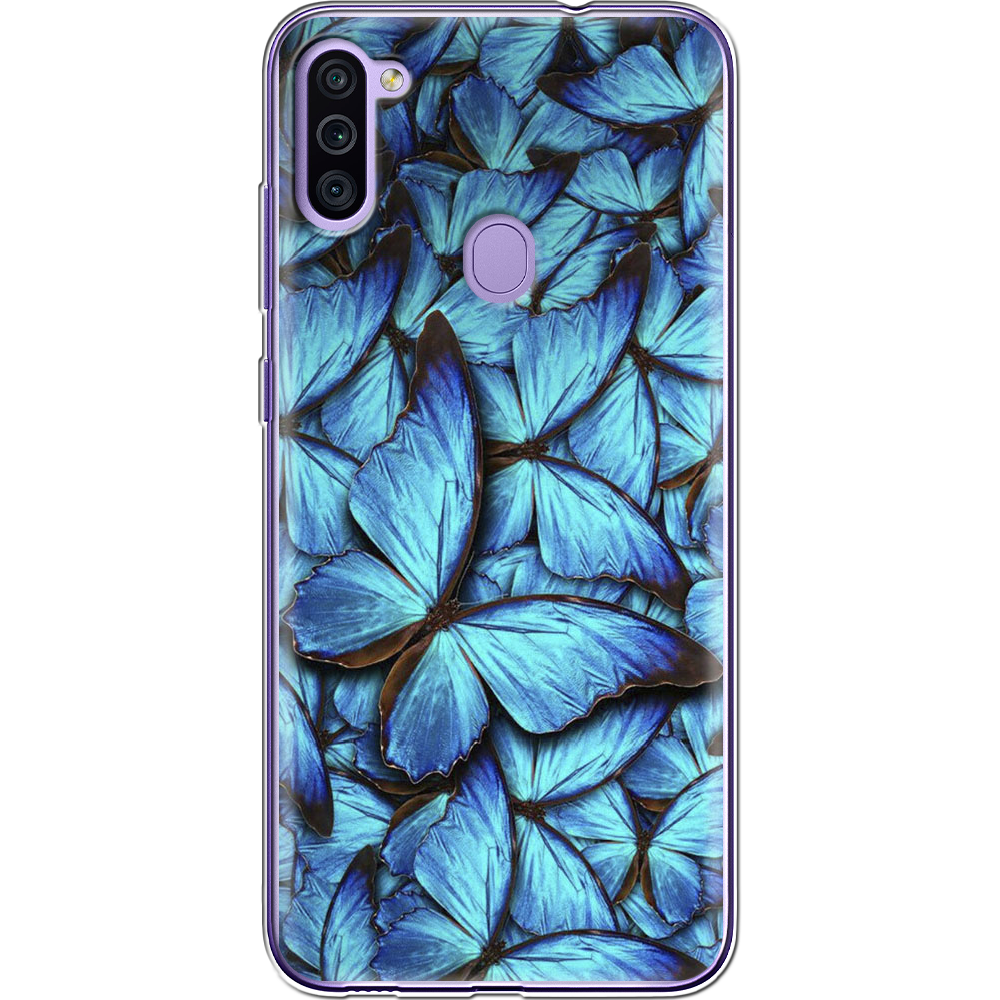 Чехол Boxface Samsung M115 Galaxy M11 лазурные бабочки Прозрачный силикон (39780-up1550-39628)