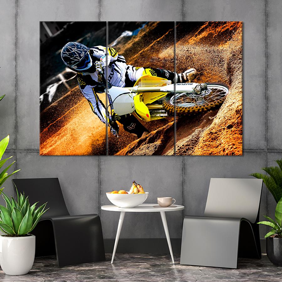 Картина Автомобиль Мощный мотокросс Suzuki 128x81 см (A1216-3)