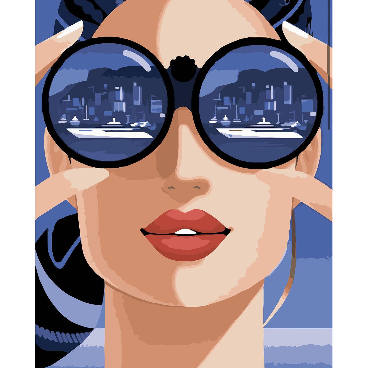 Картина по номерам Strateg Премиум Город в бинокле с лаком 40х50 см (VA-3179)