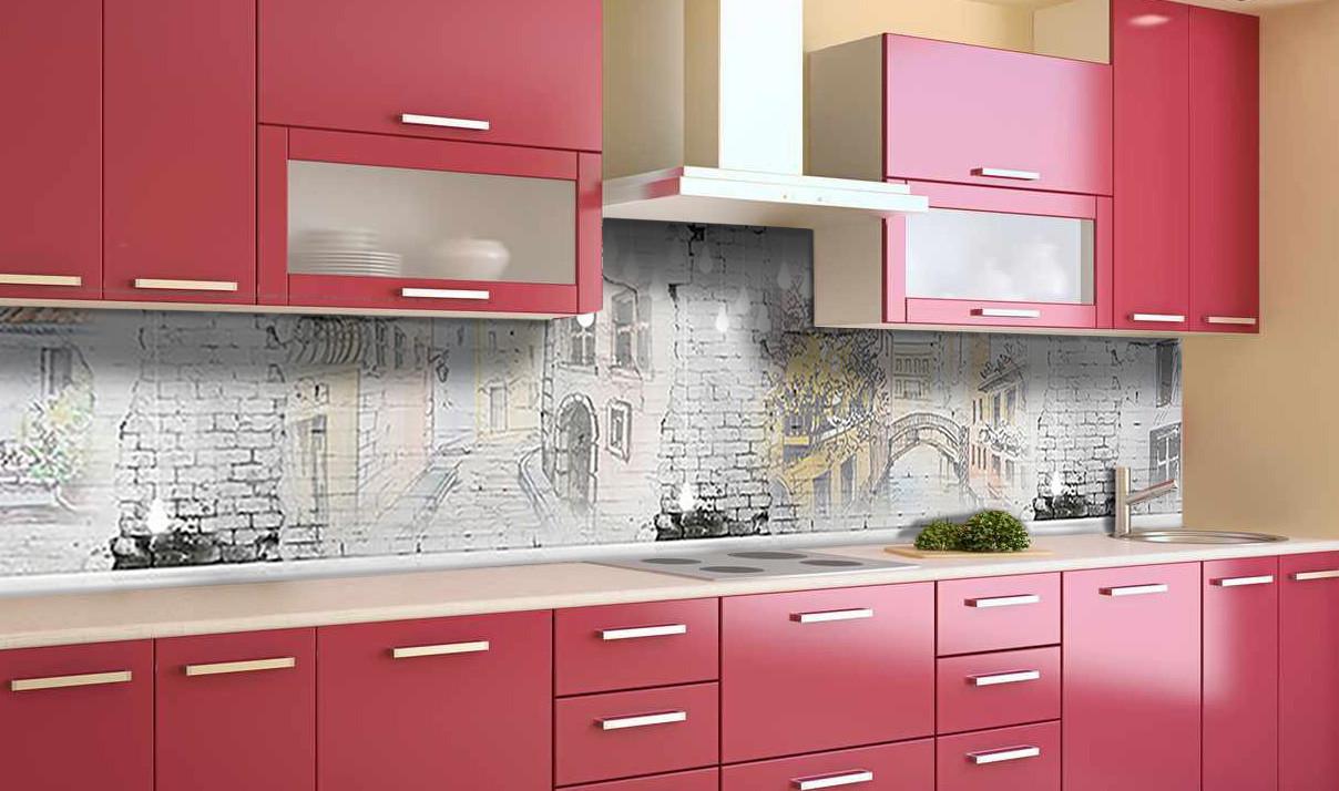 Кухонный фартук Фрески кирпичи с самоклеющейся виниловой пленки 60х250 см Серый