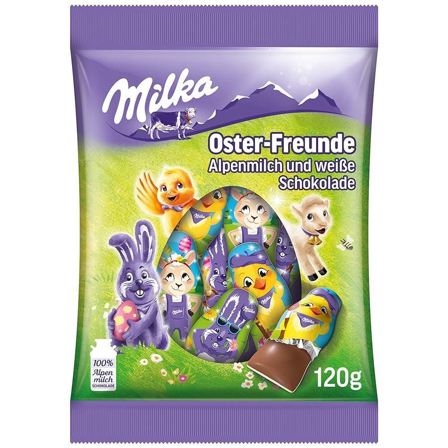 Конфеты шоколадные пасхальные Milka Ostern Freunde Alpenmilch und weiße Schokolade 120 г (2197061474)