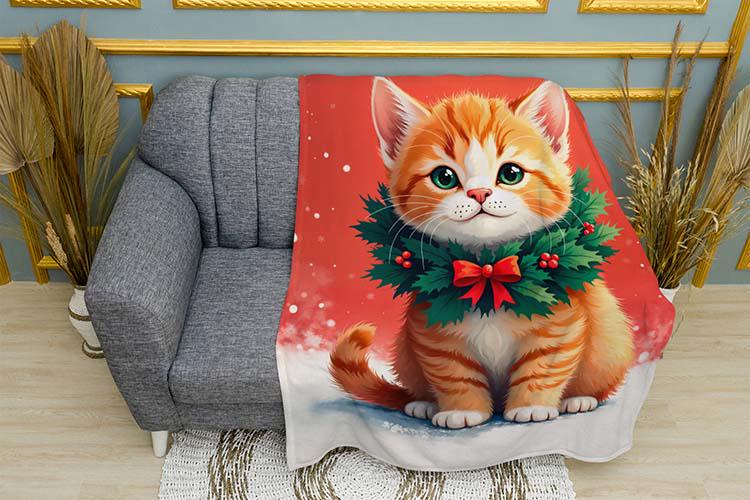 Плед плюшевый Маленький котенок Зимние чудеса однослойный 135х150 см (114627) Плед плюшевый Маленький котенок Зимние чудеса однослойный 135х150 см (114627)