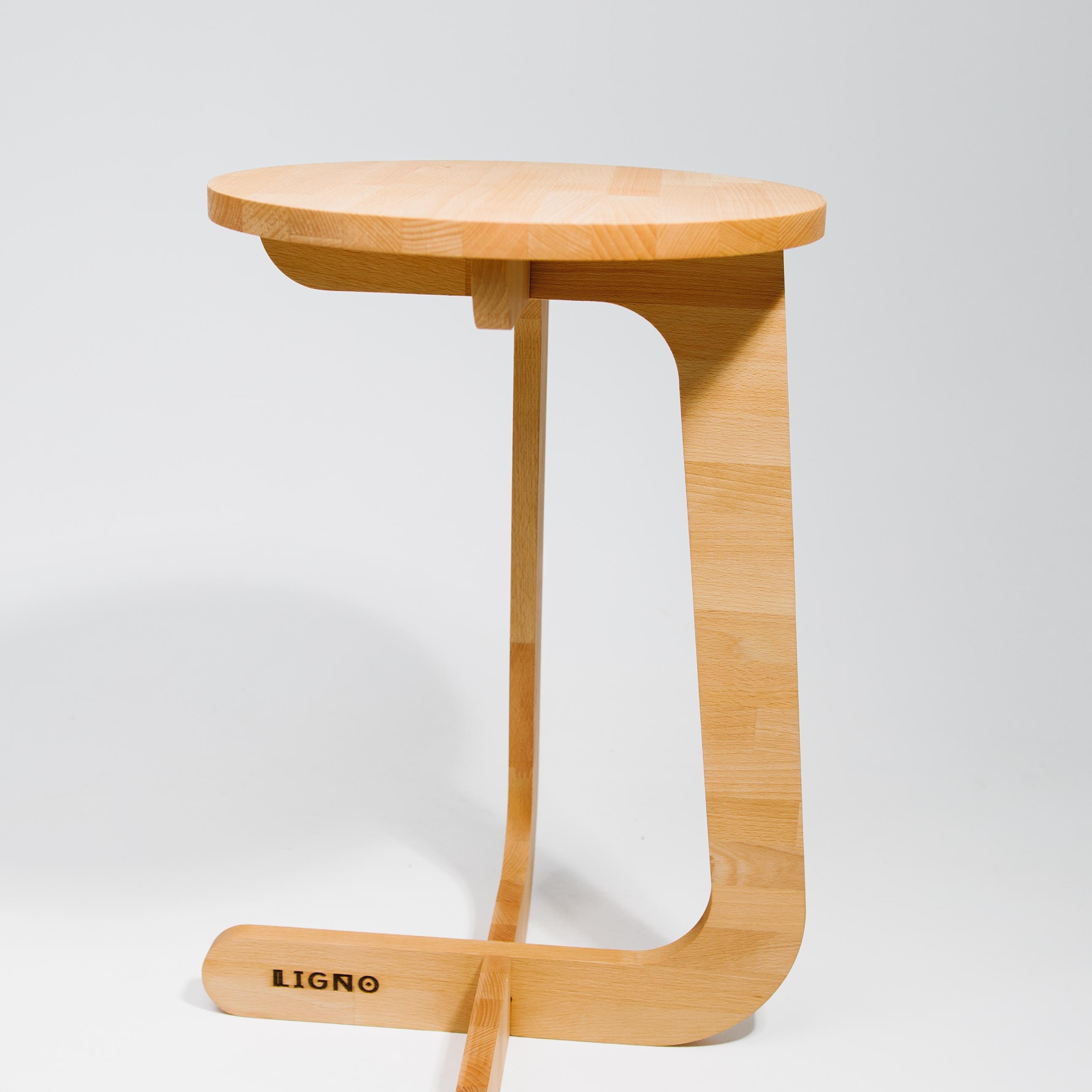 Журнальний столик дерев'яний С-подібний LIGNO круглий (ligno-05-01) - фото 4