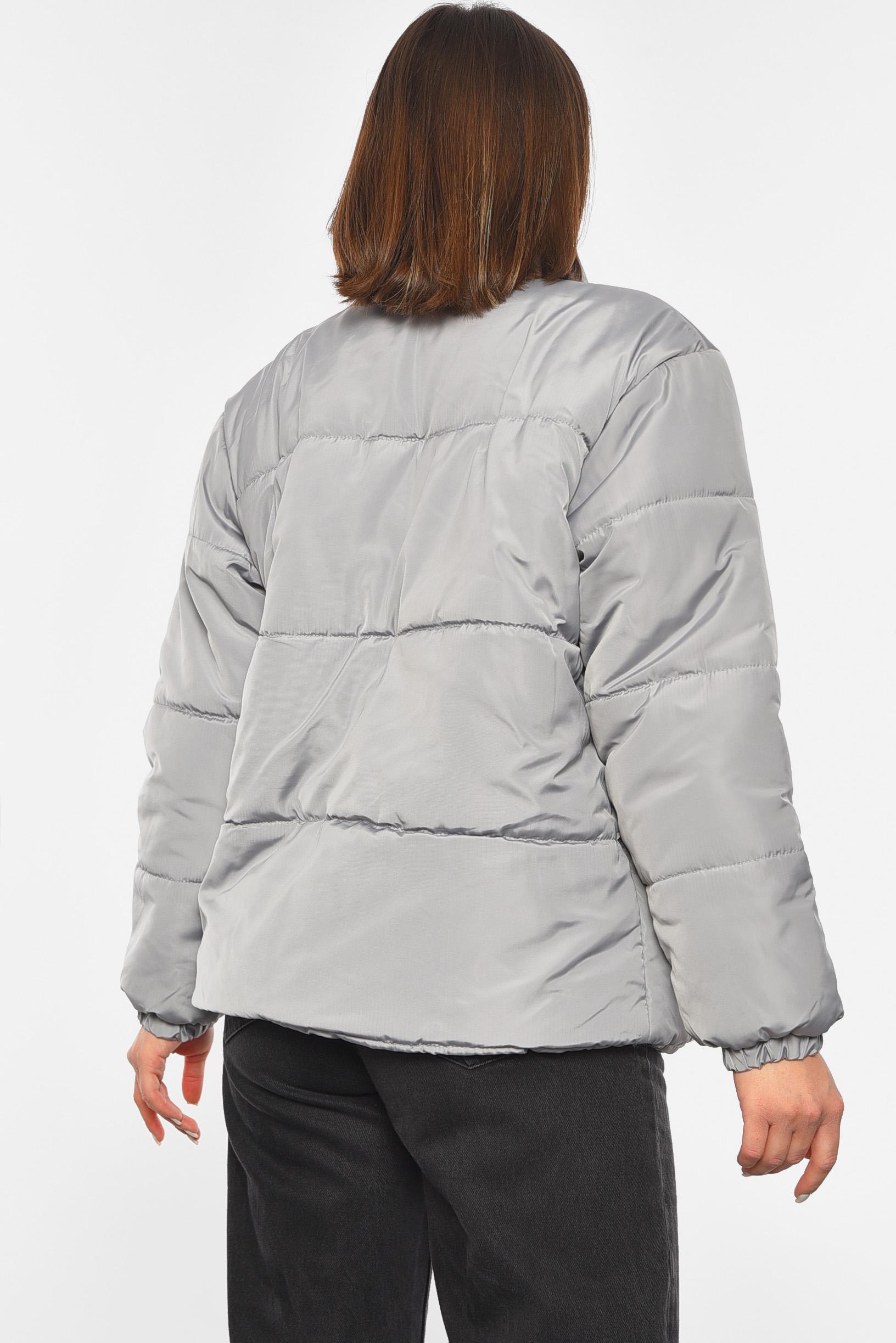 Куртка женская демисезонная на меху M-L Светло-серый (190540) - фото 3