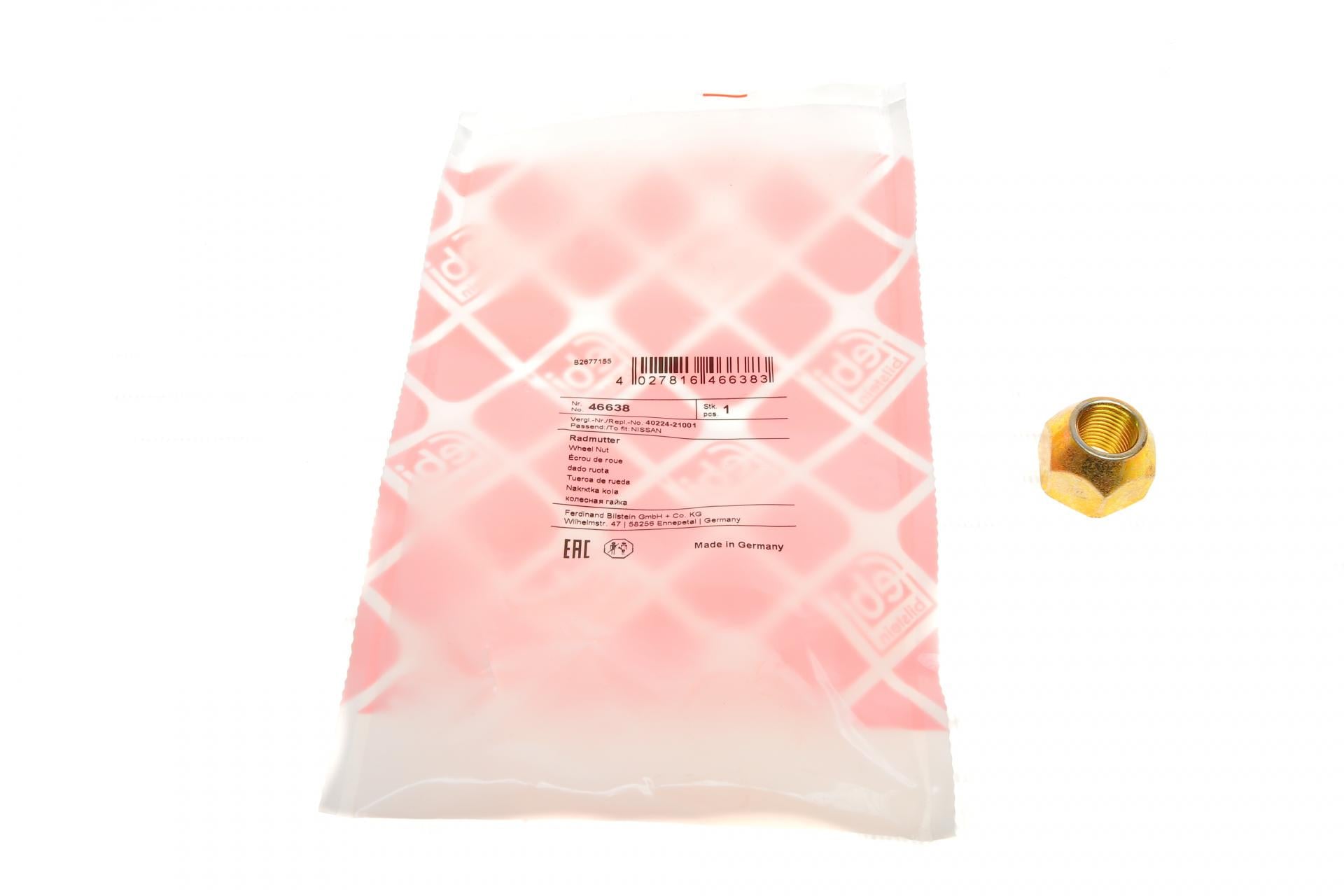 Гайка колесная FEBI BILSTEIN Nissan/Smart ForFour 78- M12x1,25 мм (46638)