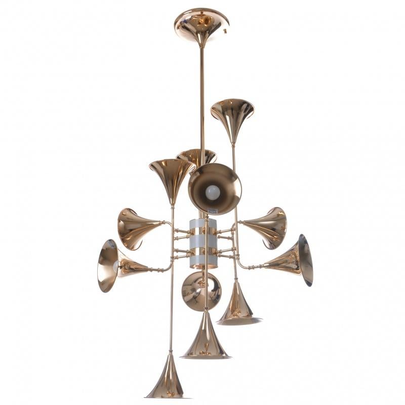 Люстра потолочная Brille BL-413S/12 E14 G музыкальная труба на 12 плафонов Люстра потолочная Brille BL-413S/12 E14 G музыкальная труба на 12 плафонов