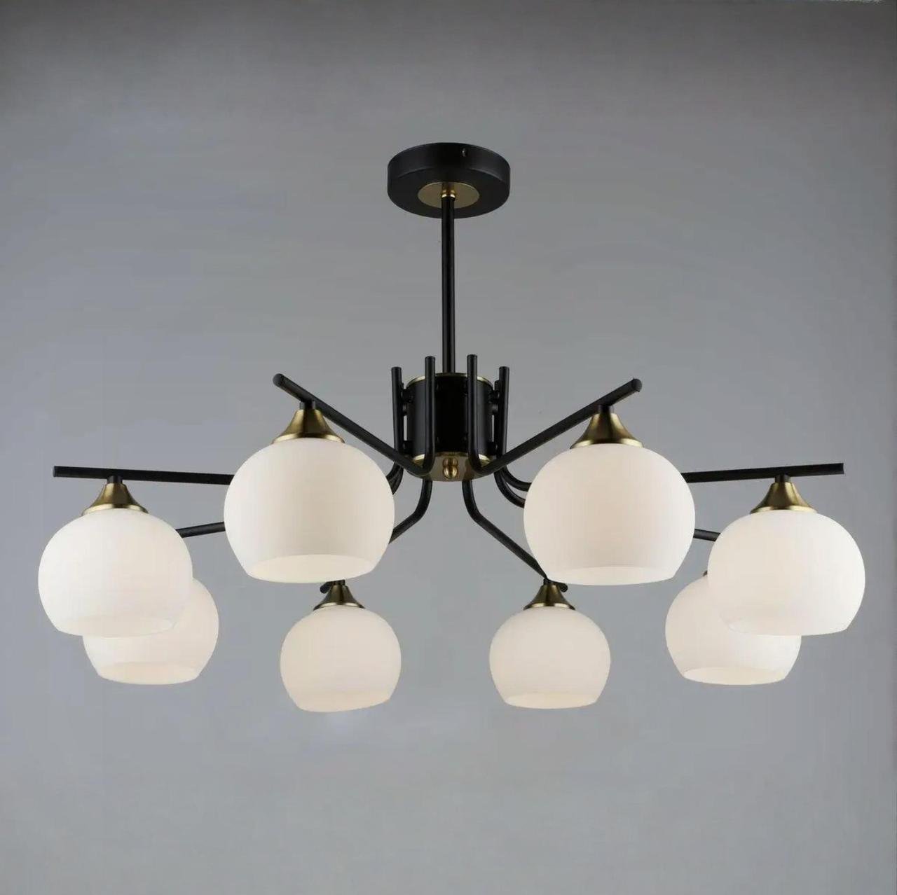 Люстра Valeso с металлическим каркасом под восемь ламп Е27 Черный/Медный (N6616/8)