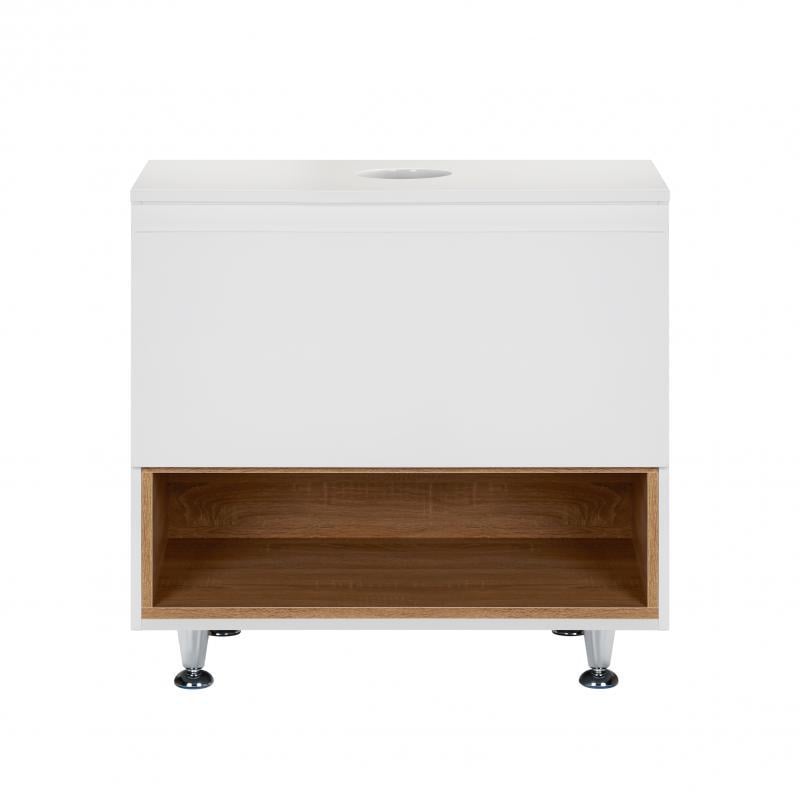 Тумба напольная со столешницей Q-tap Robin 700х616х437 White/Whitish oak (QT1380TNН7001WWO)