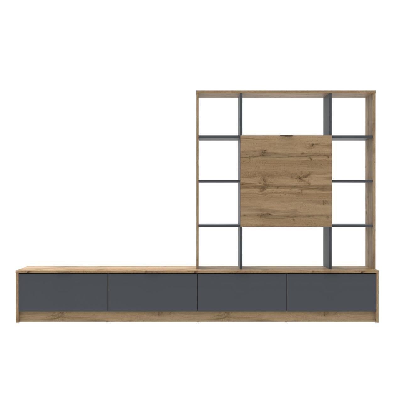 Стінка для вітальні Doros Капрі 240х33х153 см Дуб Тахо/Графіт (DRS-011308)